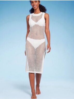 Shade & Shore White Crochet Beach Cover Up